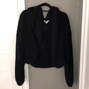 fuzzy hooded teddy sweater